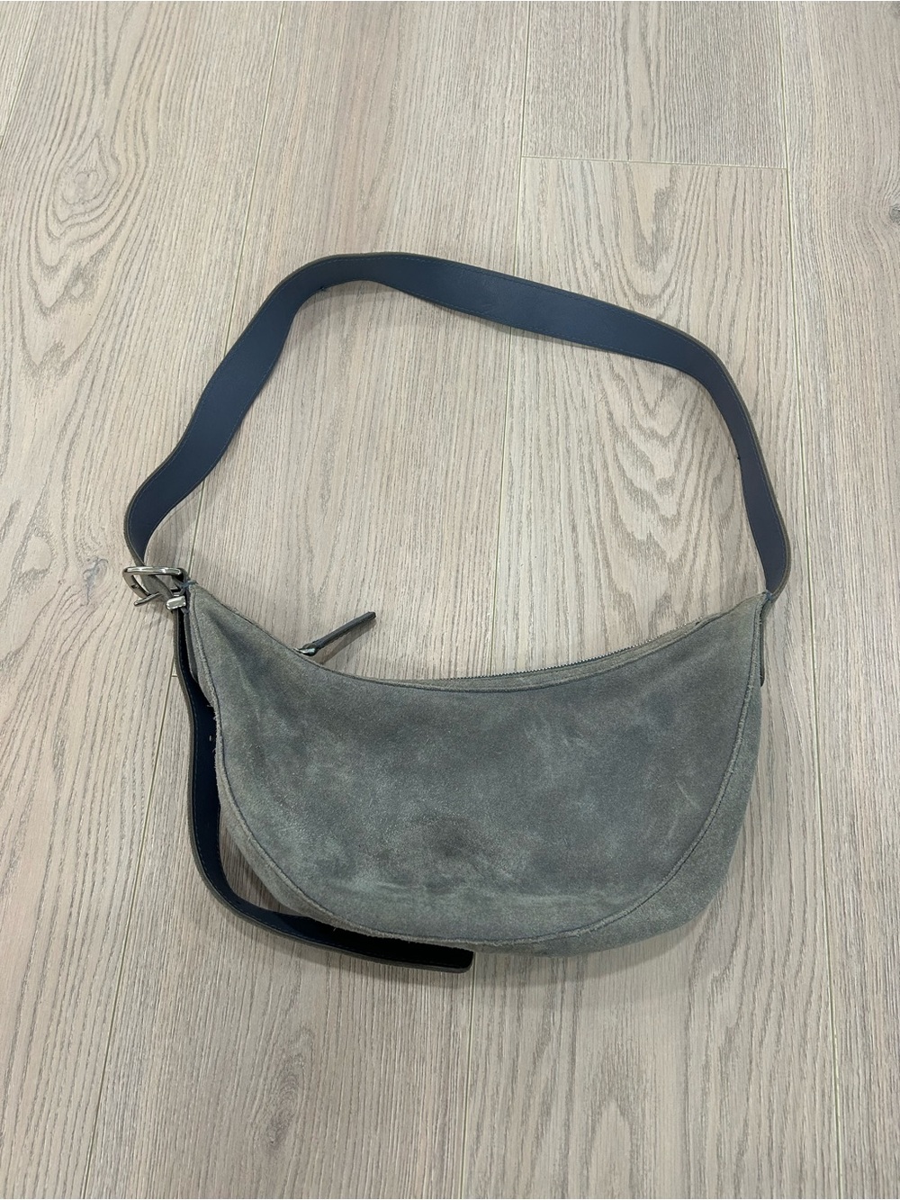 Madewell Gray Suede Crescent Shoulder Bag